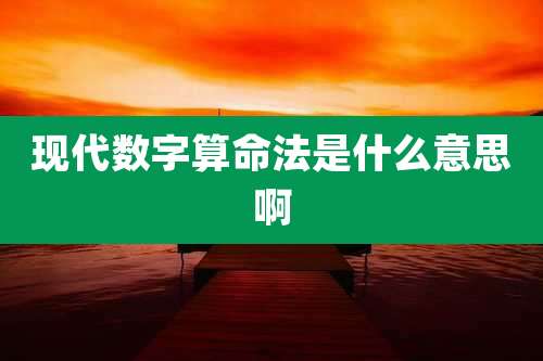 现代数字算命法是什么意思啊