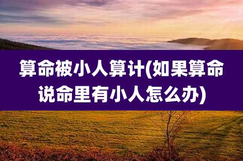 算命被小人算计(如果算命说命里有小人怎么办)