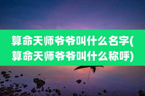 算命天师爷爷叫什么名字(算命天师爷爷叫什么称呼)