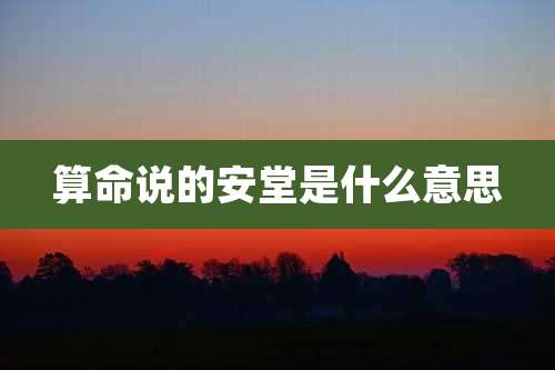 算命说的安堂是什么意思