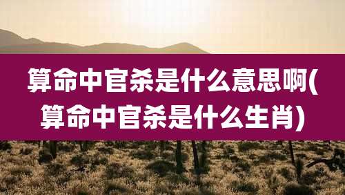 算命中官杀是什么意思啊(算命中官杀是什么生肖)