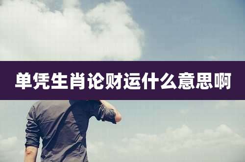 单凭生肖论财运什么意思啊