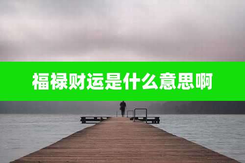 福禄财运是什么意思啊