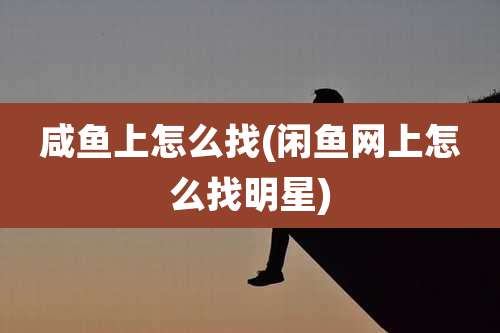 咸鱼上怎么找(闲鱼网上怎么找明星)