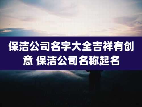 保洁公司名字大全吉祥有创意 保洁公司名称起名
