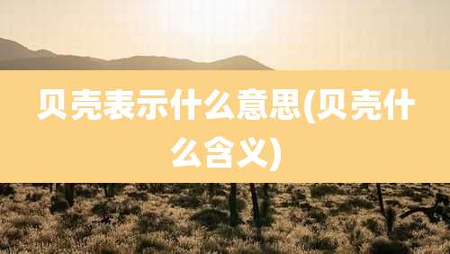 贝壳表示什么意思(贝壳什么含义)