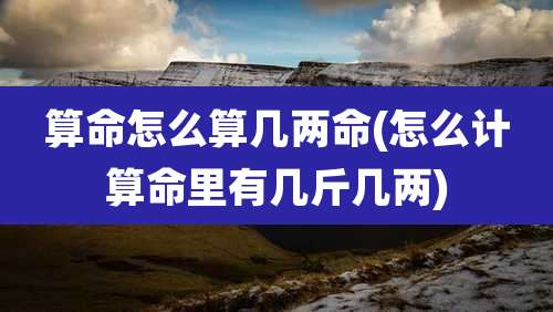 算命怎么算几两命(怎么计算命里有几斤几两)