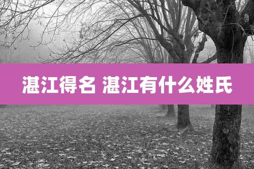 湛江得名 湛江有什么姓氏