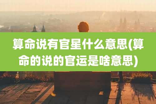 算命说有官星什么意思(算命的说的官运是啥意思)