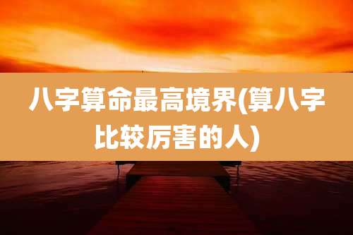 八字算命最高境界(算八字比较厉害的人)