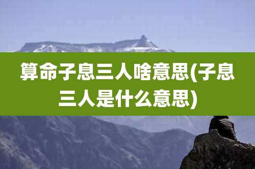 算命子息三人啥意思(子息三人是什么意思)