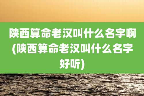 陕西算命老汉叫什么名字啊(陕西算命老汉叫什么名字好听)