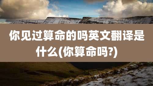 你见过算命的吗英文翻译是什么(你算命吗?)