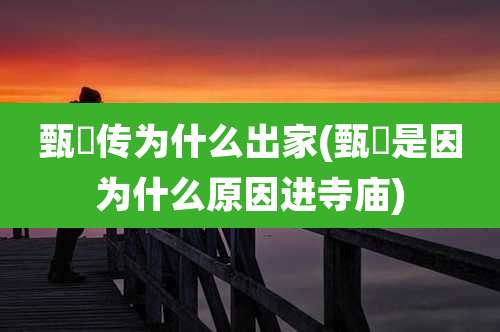 甄嬛传为什么出家(甄嬛是因为什么原因进寺庙)