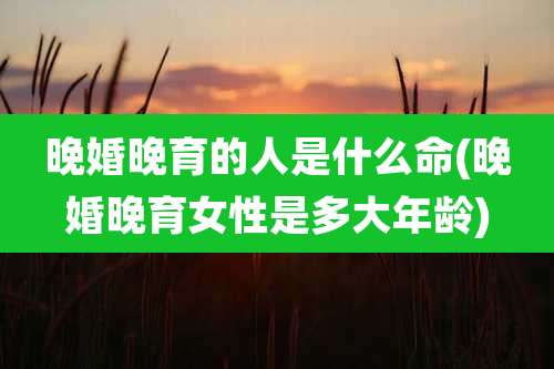 晚婚晚育的人是什么命(晚婚晚育女性是多大年龄)