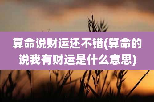 算命说财运还不错(算命的说我有财运是什么意思)