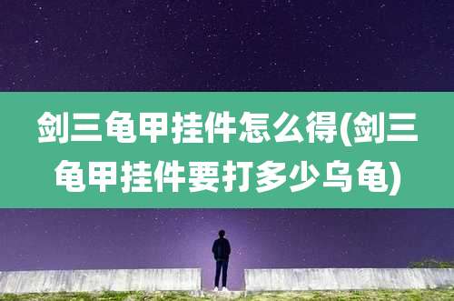 剑三龟甲挂件怎么得(剑三龟甲挂件要打多少乌龟)