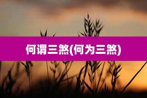 何谓三煞(何为三煞)