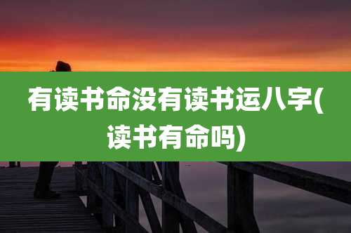 有读书命没有读书运八字(读书有命吗)