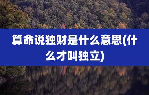 算命说独财是什么意思(什么才叫独立)