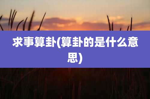 求事算卦(算卦的是什么意思)