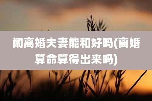 闹离婚夫妻能和好吗(离婚算命算得出来吗)