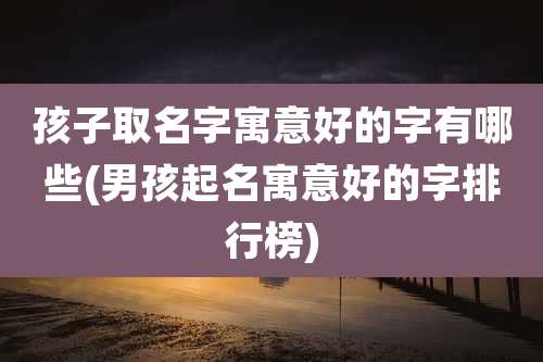 孩子取名字寓意好的字有哪些(男孩起名寓意好的字排行榜)
