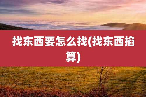 找东西要怎么找(找东西掐算)