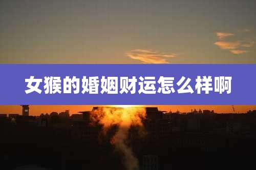 女猴的婚姻财运怎么样啊