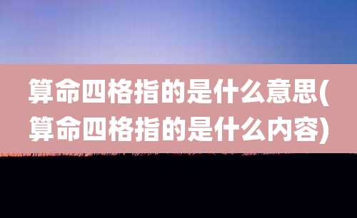 算命四格指的是什么意思(算命四格指的是什么内容)