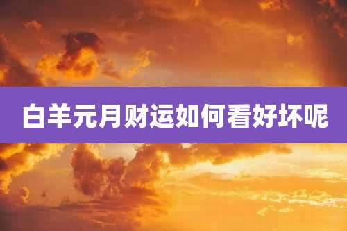 白羊元月财运如何看好坏呢