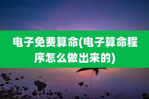 电子免费算命(电子算命程序怎么做出来的)