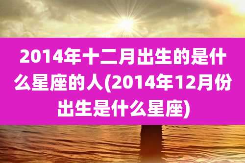 2014年十二月出生的是什么星座的人(2014年12月份出生是什么星座)