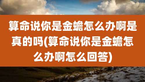 算命说你是金蟾怎么办啊是真的吗(算命说你是金蟾怎么办啊怎么回答)