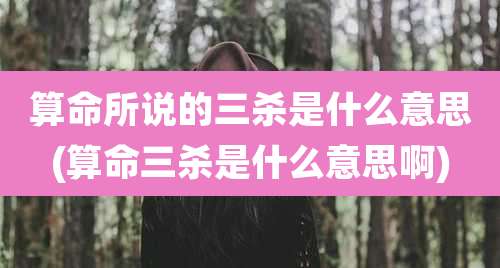 算命所说的三杀是什么意思(算命三杀是什么意思啊)