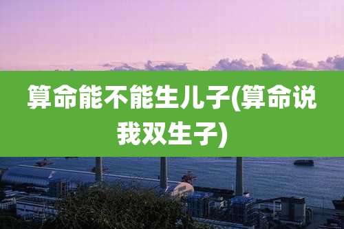 算命能不能生儿子(算命说我双生子)
