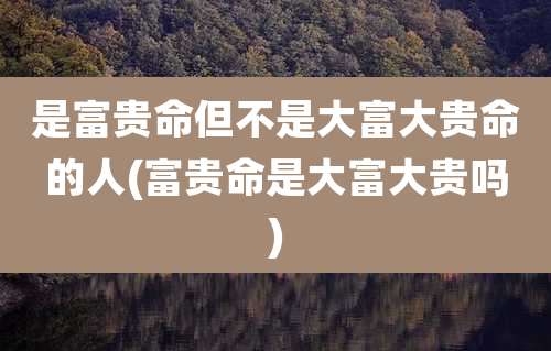 是富贵命但不是大富大贵命的人(富贵命是大富大贵吗)