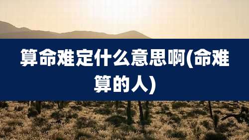 算命难定什么意思啊(命难算的人)