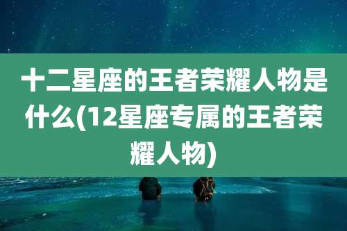 十二星座的王者荣耀人物是什么(12星座专属的王者荣耀人物)