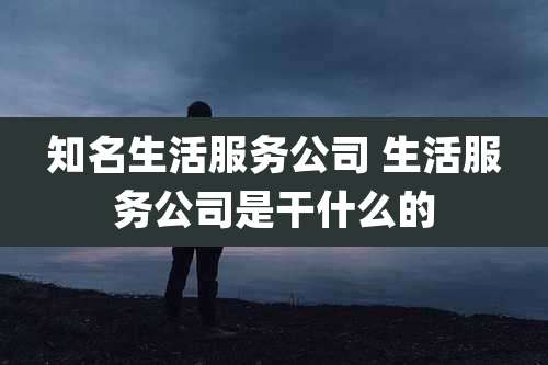 知名生活服务公司 生活服务公司是干什么的