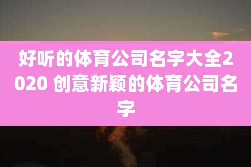 好听的体育公司名字大全2020 创意新颖的体育公司名字