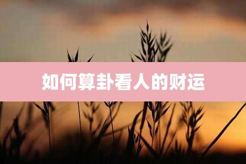 如何算卦看人的财运