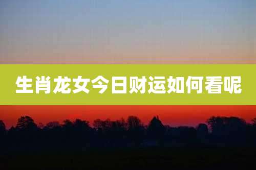 生肖龙女今日财运如何看呢