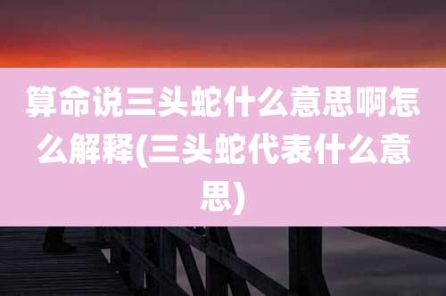 算命说三头蛇什么意思啊怎么解释(三头蛇代表什么意思)