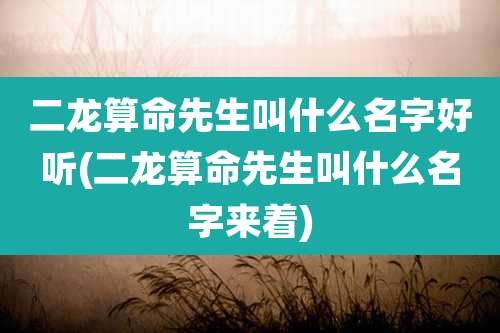 二龙算命先生叫什么名字好听(二龙算命先生叫什么名字来着)