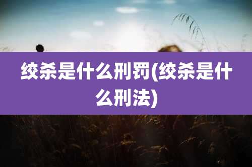 绞杀是什么刑罚(绞杀是什么刑法)