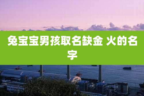 兔宝宝男孩取名缺金 火的名字