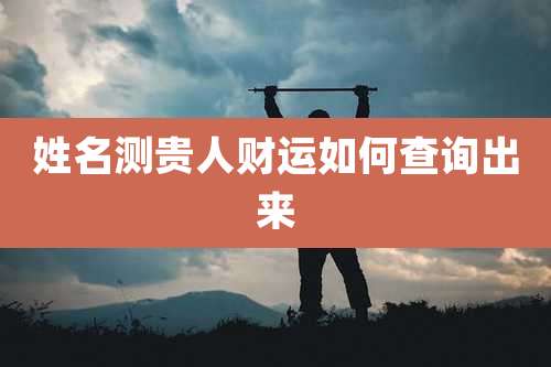 姓名测贵人财运如何查询出来