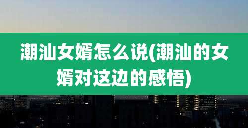 潮汕女婿怎么说(潮汕的女婿对这边的感悟)