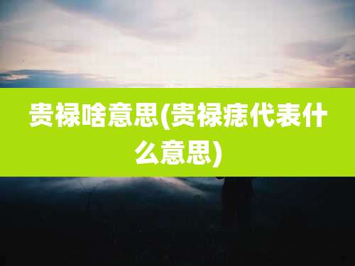 贵禄啥意思(贵禄痣代表什么意思)